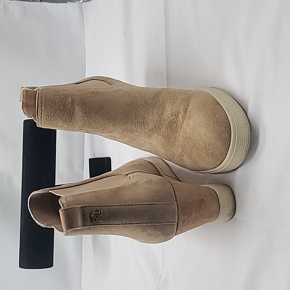 Lauren Ralph Lauren Women's Reade Wedge Booties Light Camel Size 9 - Picture 2 of 7